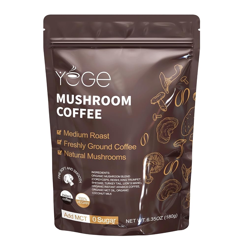 YEGE Mushroom Coffee, Instant Organic Mushroom Coffee