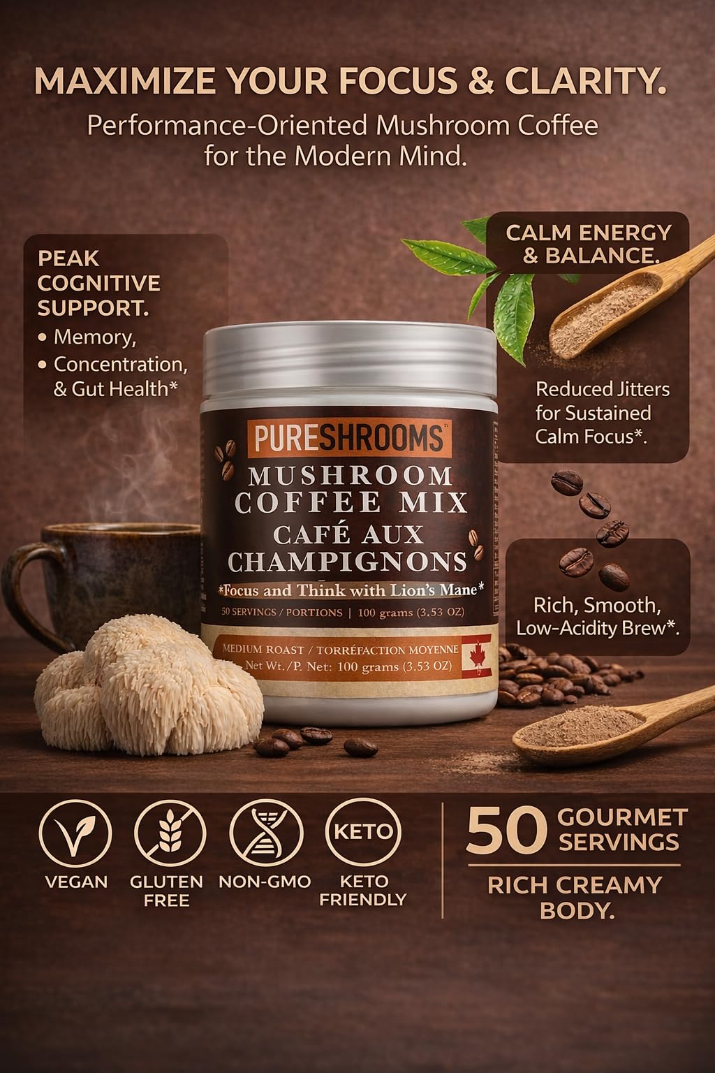 Pure Shrooms Adaptogenic Coffee