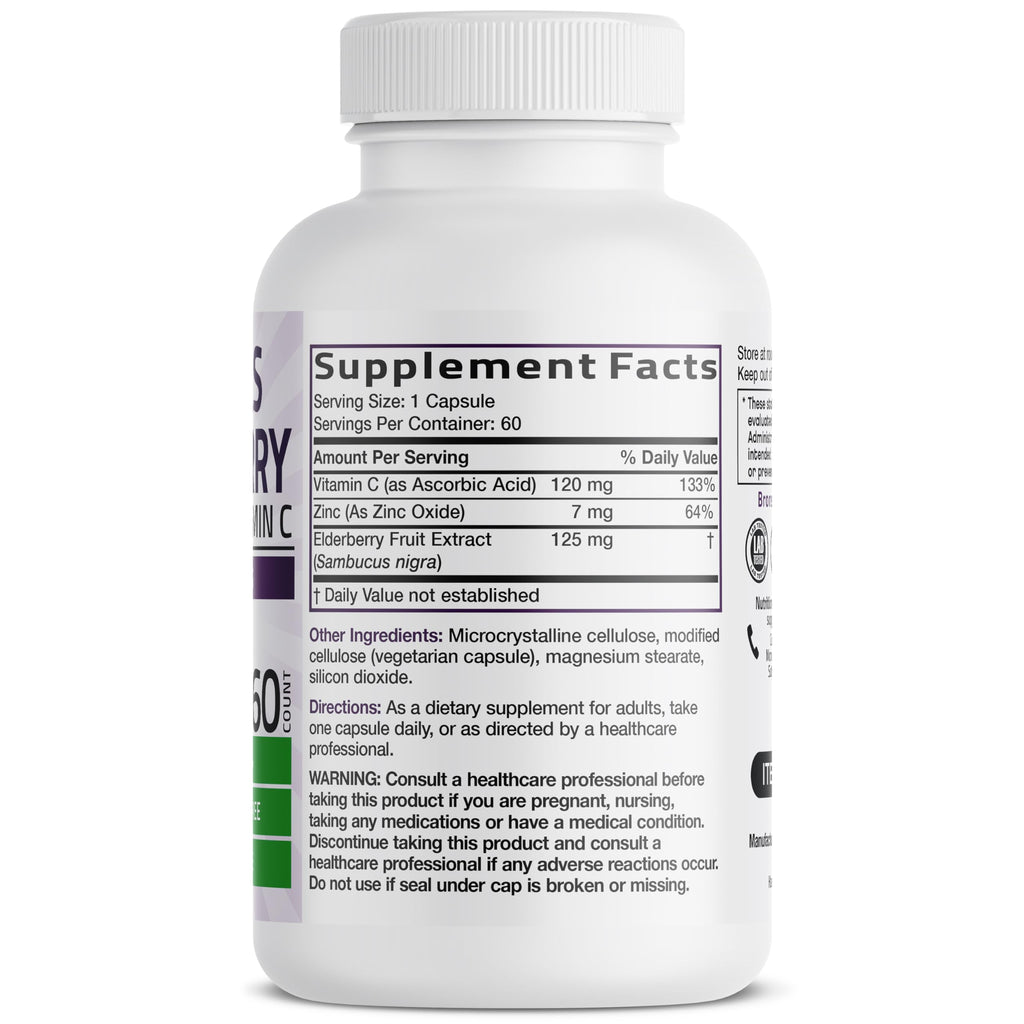 Bronson Elderberry with Zinc & Vitamin C Immune Support - 60 Capsules - image 2