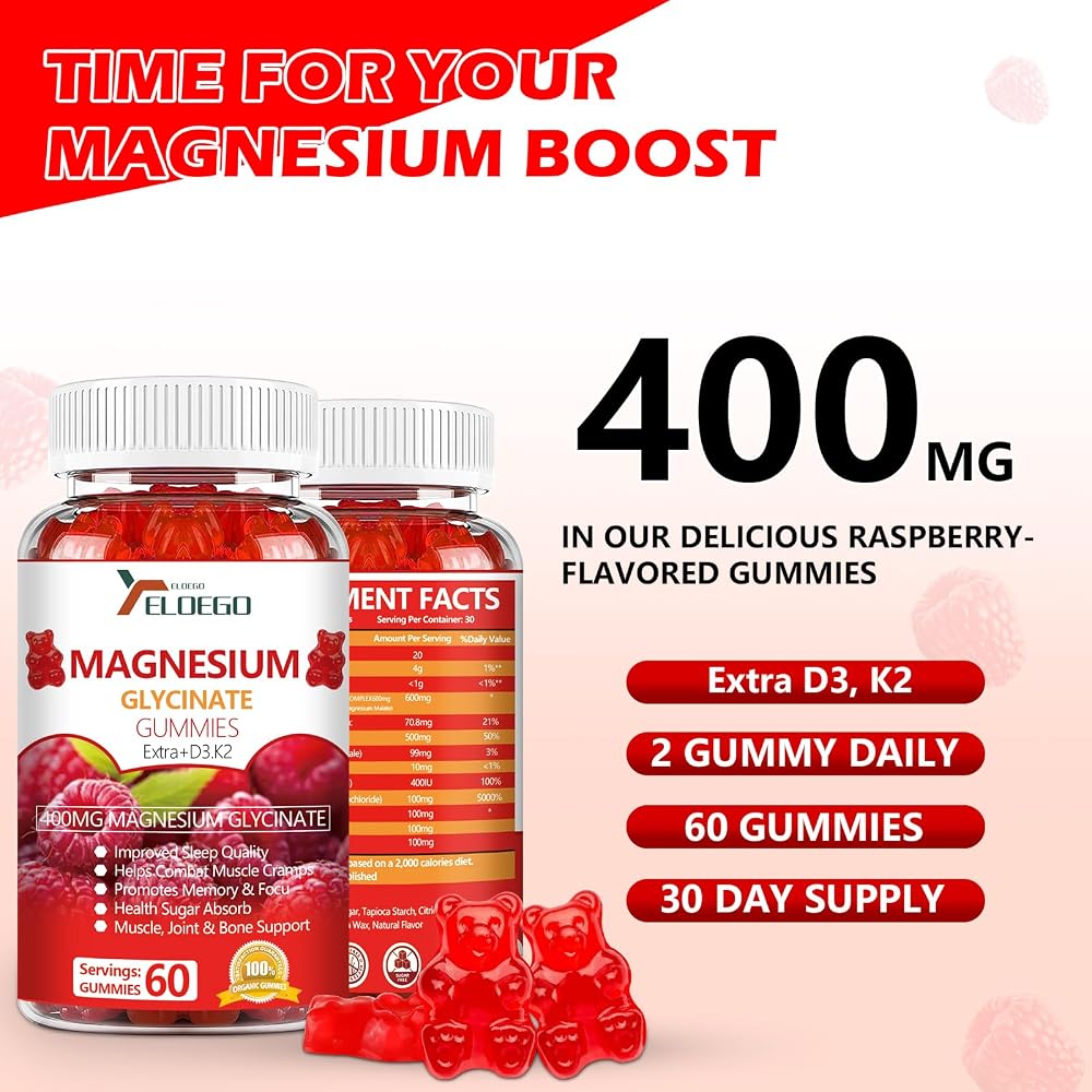 ELOEGO Magnesium Glycinate Gummies for Sleep & Muscle Support - 60 Count - image 7