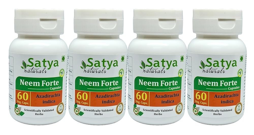 Satya Naturals Neem Forte 500 mg Vegetarian Capsules - 240 Count