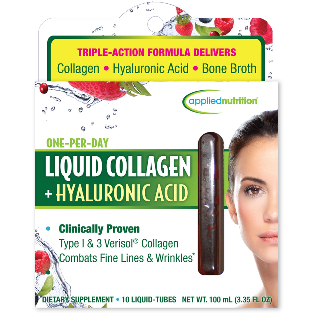 Applied Nutrition Liquid Collagen + Hyaluronic Acid Beauty Drink - 10 Tubes