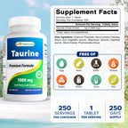 Best Naturals Taurine 1000 mg - 500 Tablets - image 2