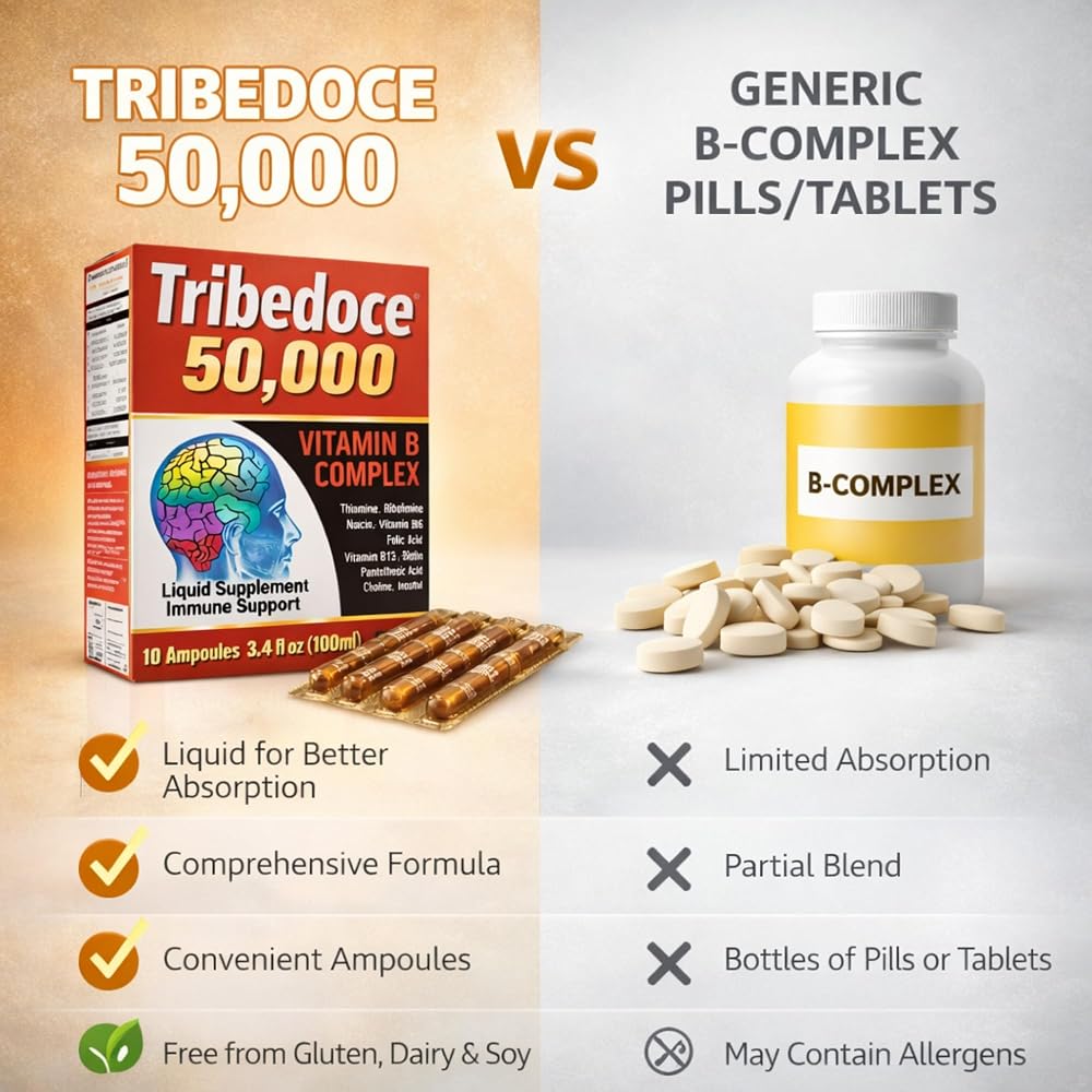 Tribedoce Vitamin B Complex Liquid Supplement Immune Support - 10 Ampoules - image 5