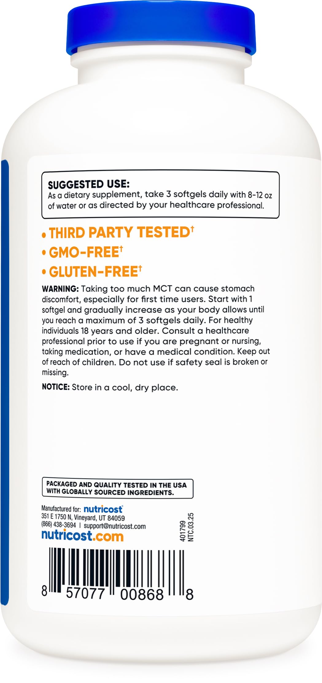 Nutricost MCT Oil Softgels 1000mg Per Each