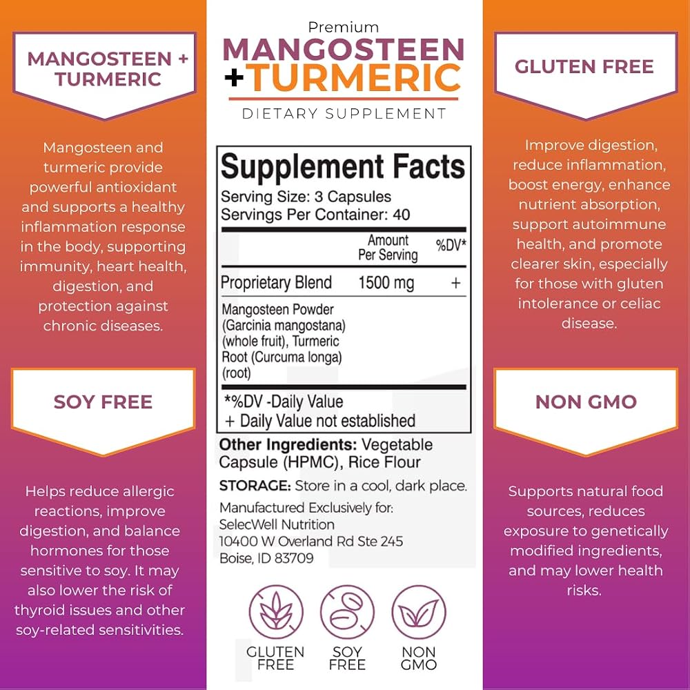 SelecWell Mangosteen + Turmeric Capsules Joint & Digestion Support - image 3