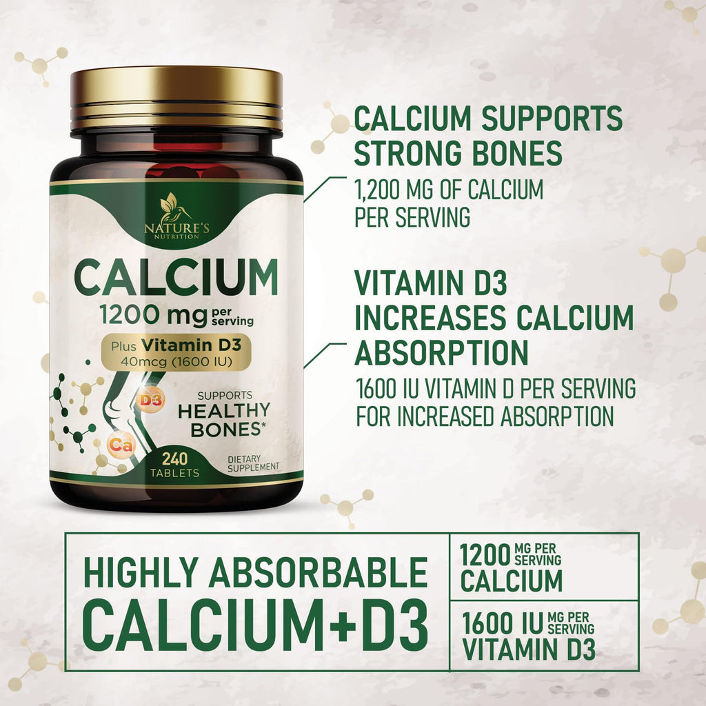 Nature's Nutrition Calcium 1200 mg with Vitamin D3 - 240 Tablets - image 3