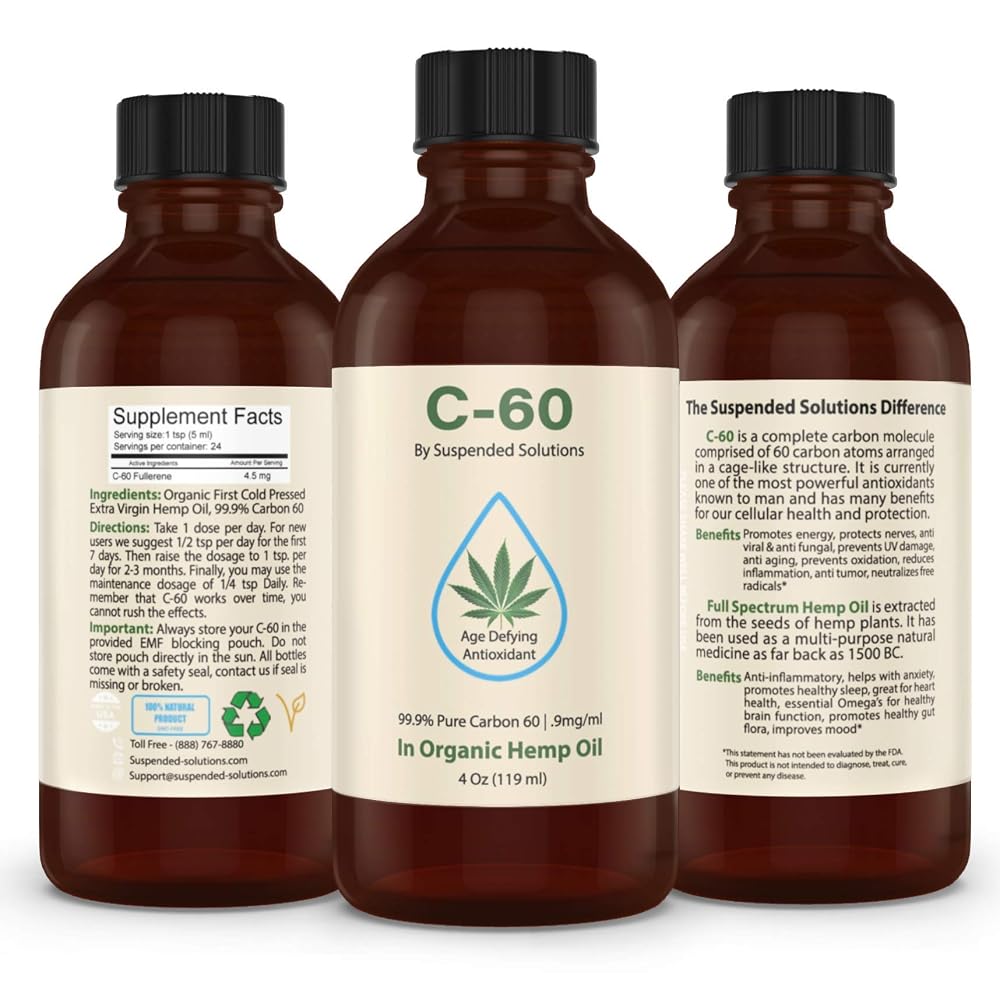 Suspended Solutions Carbon 60 C60 in Hemp Oil - 4 oz - image 3