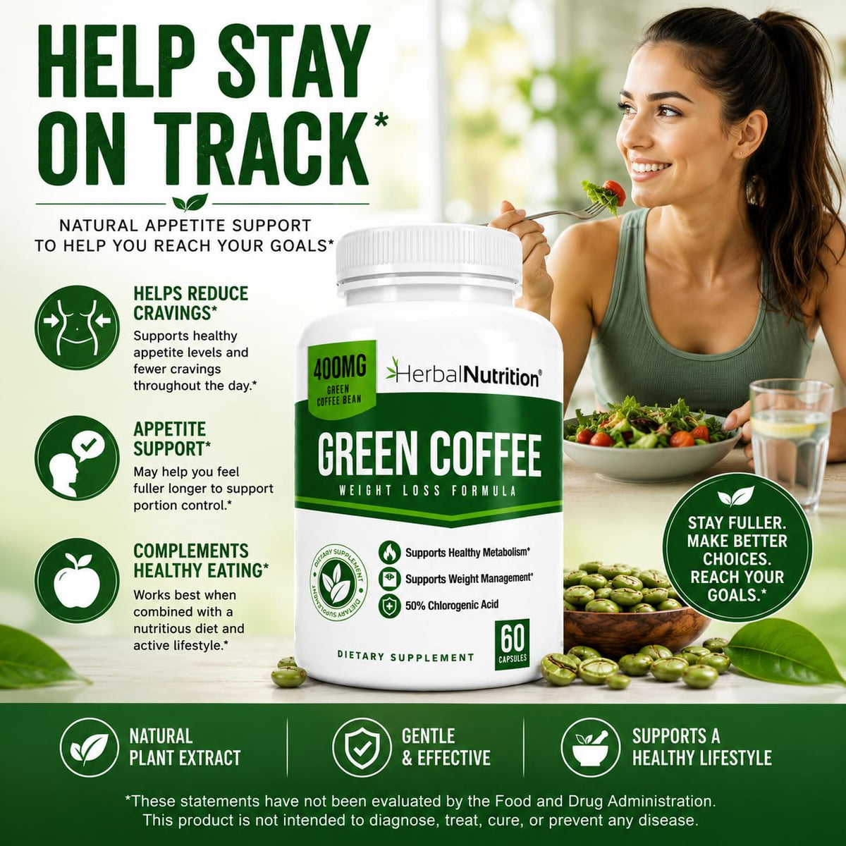 Herbal Nutrition Green Coffee Bean Extract 800mg - 60 Capsules - image 4