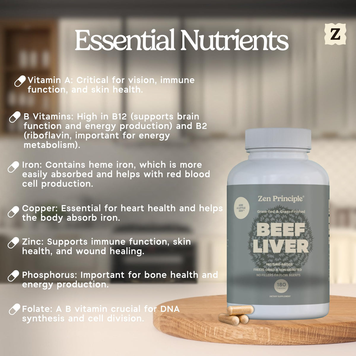 Zen Principle Grass-Fed Beef Liver Supplement - 180 Capsules - image 5