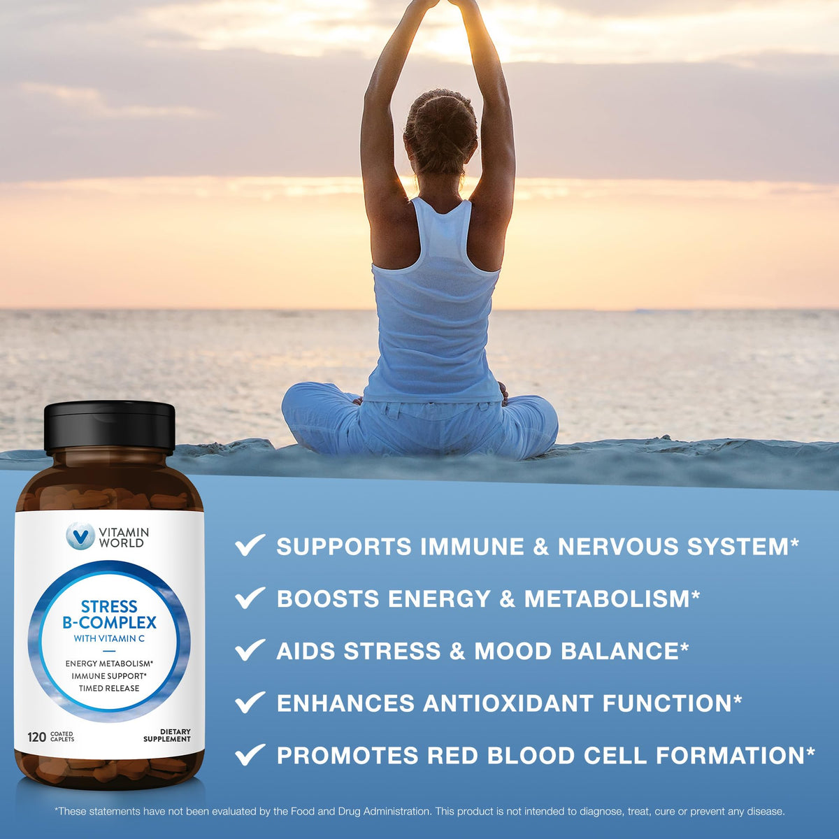 Vitamin World Stress Vitamin B Complex with Vitamin C - 120 Caplets - image 5