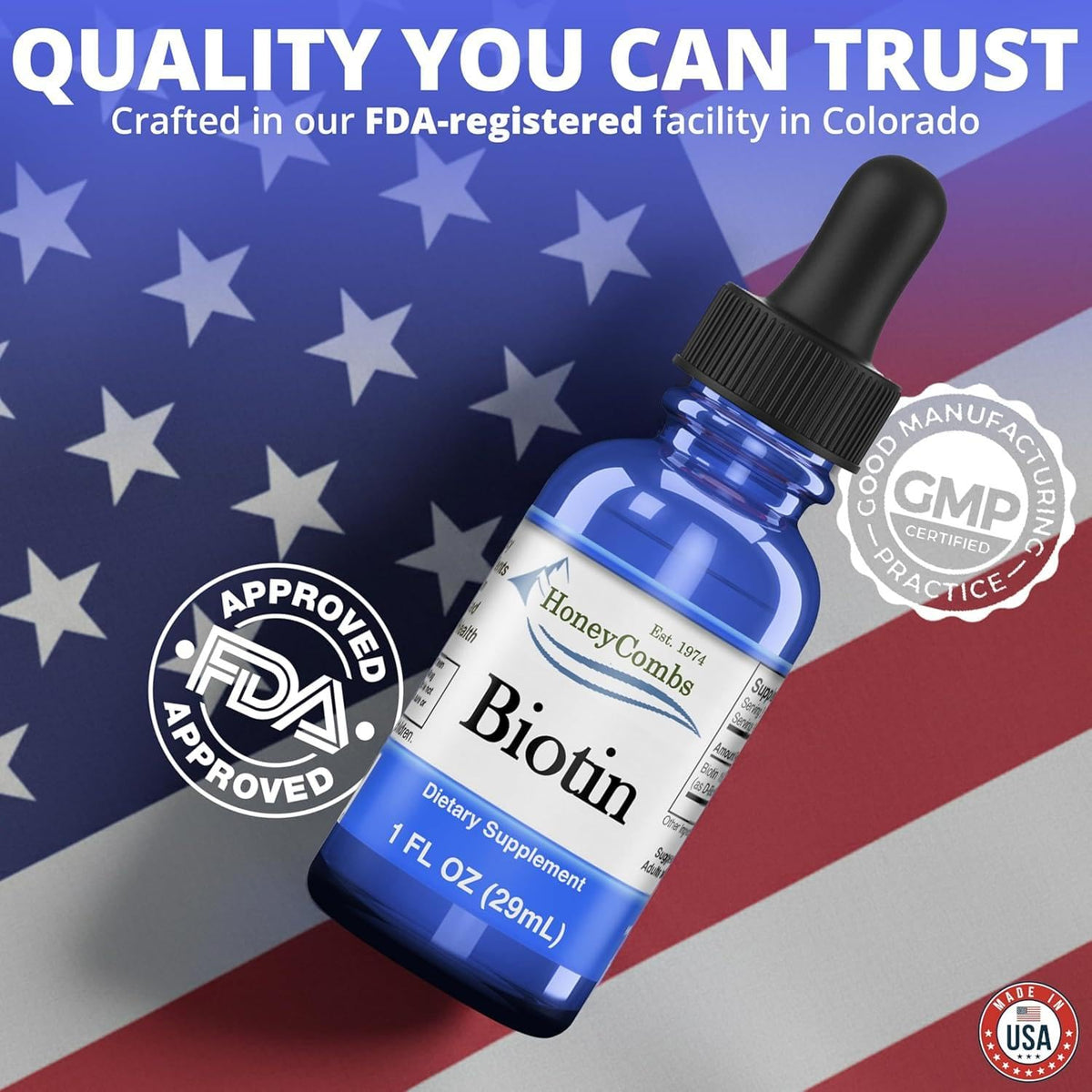 HoneyCombs Biotin B7 Liquid Drops Hair, Skin & Nails Support - 1 oz - image 8