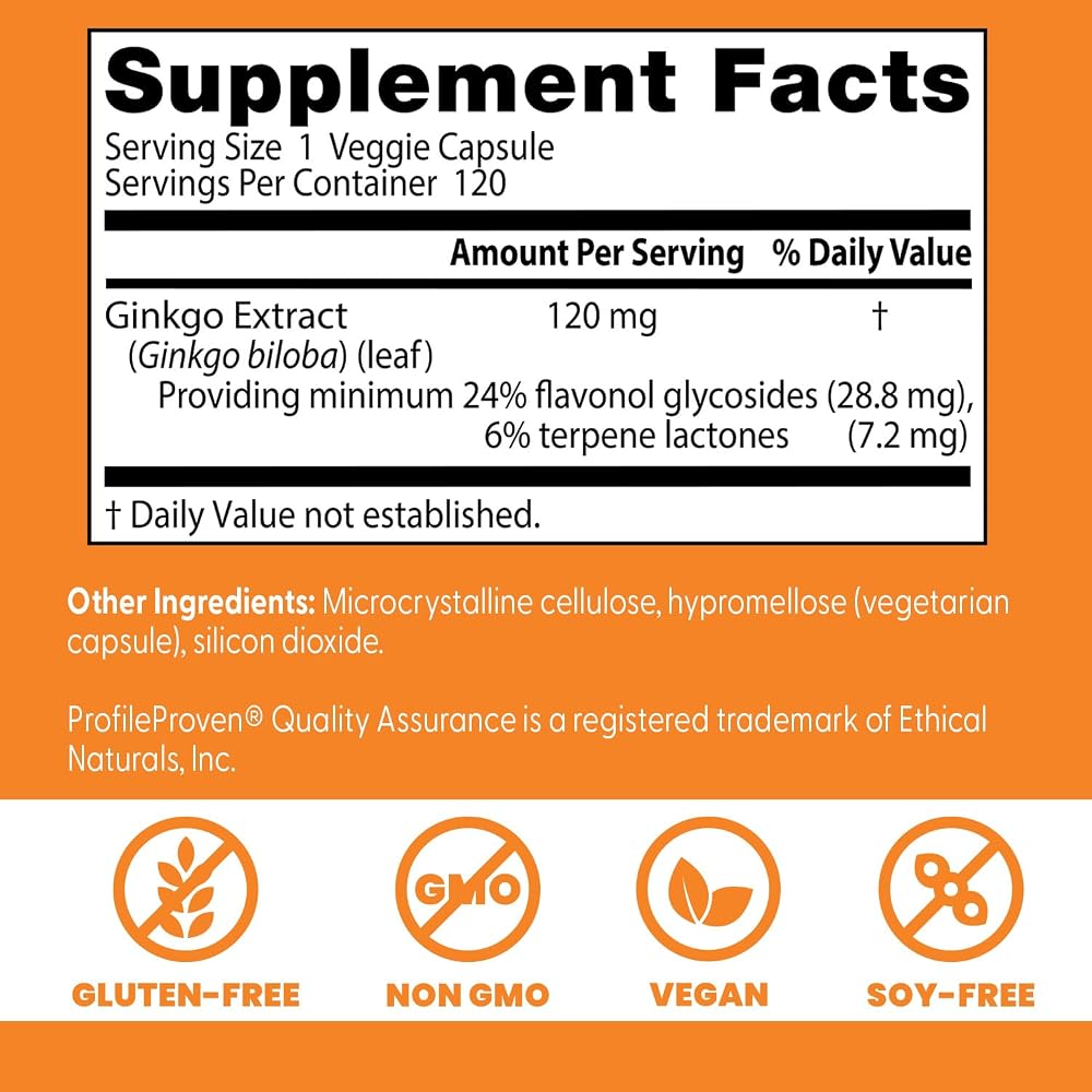 Doctor's Best Extra Strength Ginkgo Biloba 120 mg - 120 Vegetarian Capsules - image 3