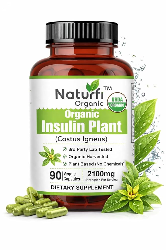 Naturfi Organic Insulin Plant Capsules - 90 Vegetarian Capsules