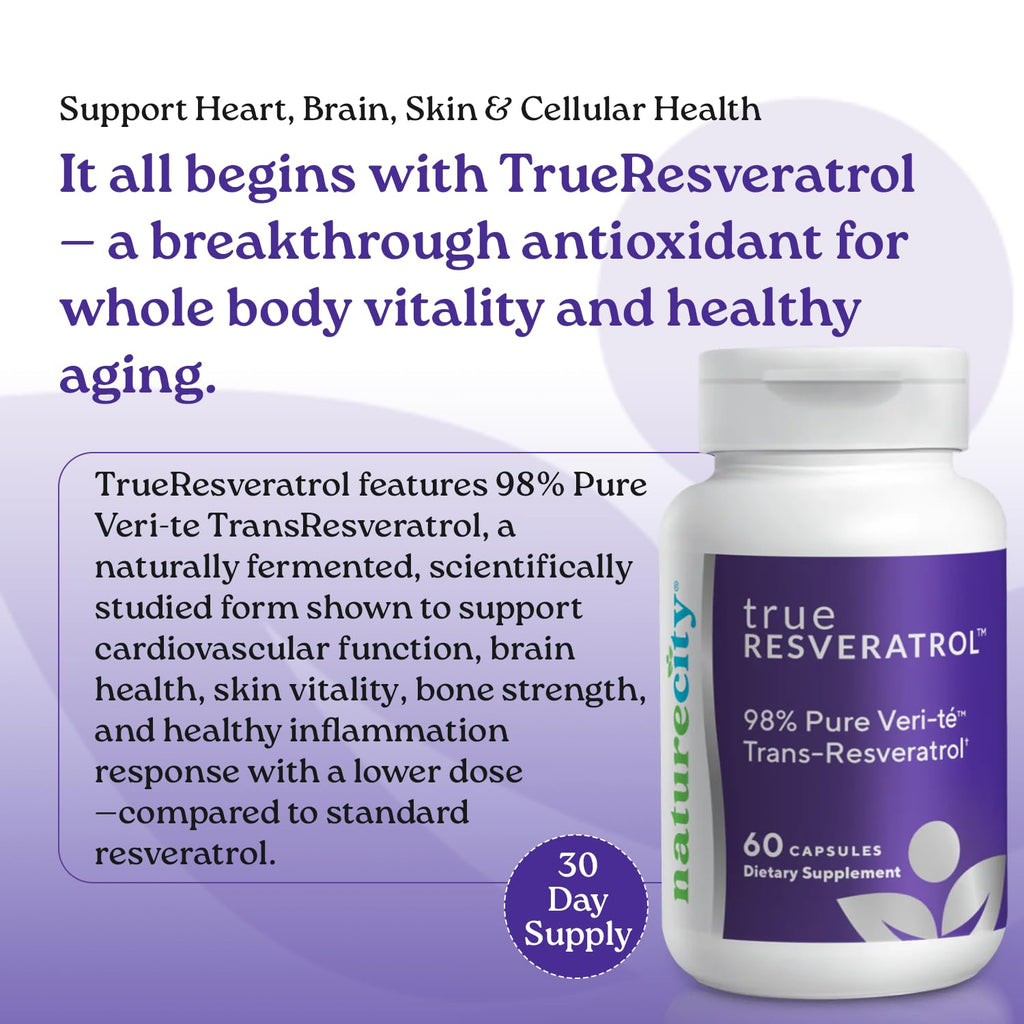 NatureCity TrueResveratrol 75mg Trans-Resveratrol - 60 Vegetarian Capsules - image 2