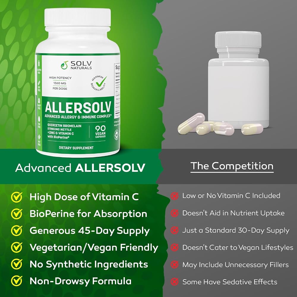 SOLV NATURALS ALLERSOLV Quercetin with Bromelain Advanced Allergy - image 4