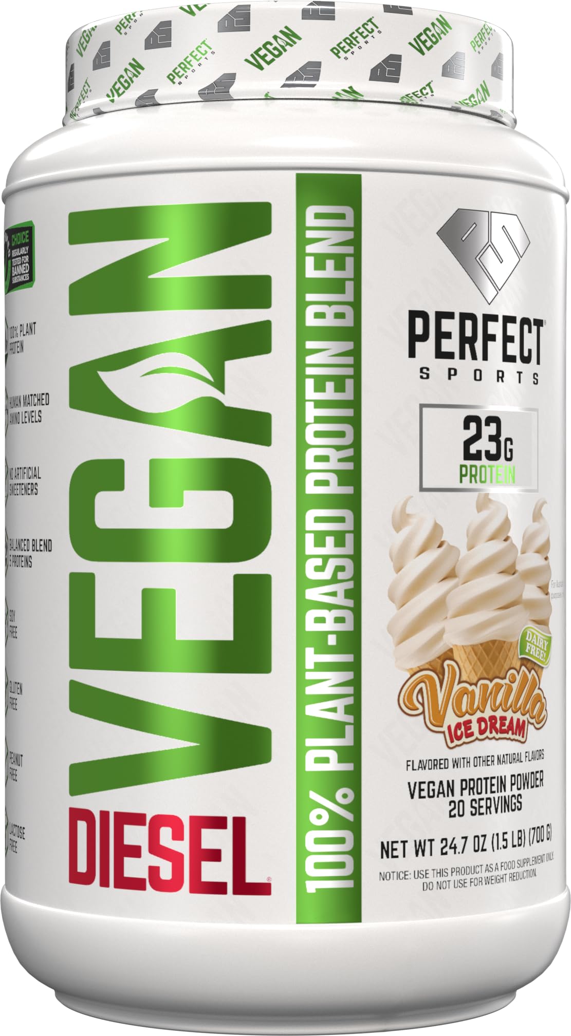 PERFECT SPORTS Vegan Diesel 100% Plant Based Protein