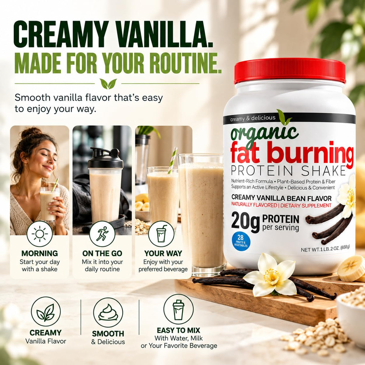 Maximum Slim Plant-Based Protein Shake Creamy Vanilla Bean - 513 oz - image 4