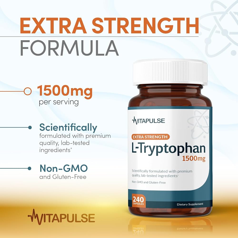 VitaPulse L-Tryptophan 1500mg Supplement - 240 Capsules - image 5