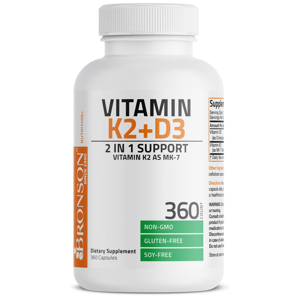 Bronson Vitamin K2 D3 (MK7) Supplement - 360 Capsules - image 5
