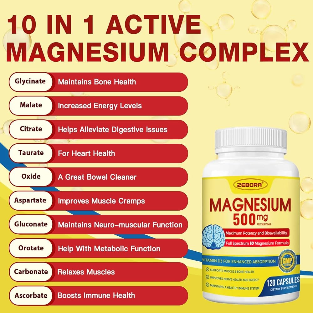 ZEBORA Magnesium Complex 10-in-1 500 mg - 120 Capsules - image 6