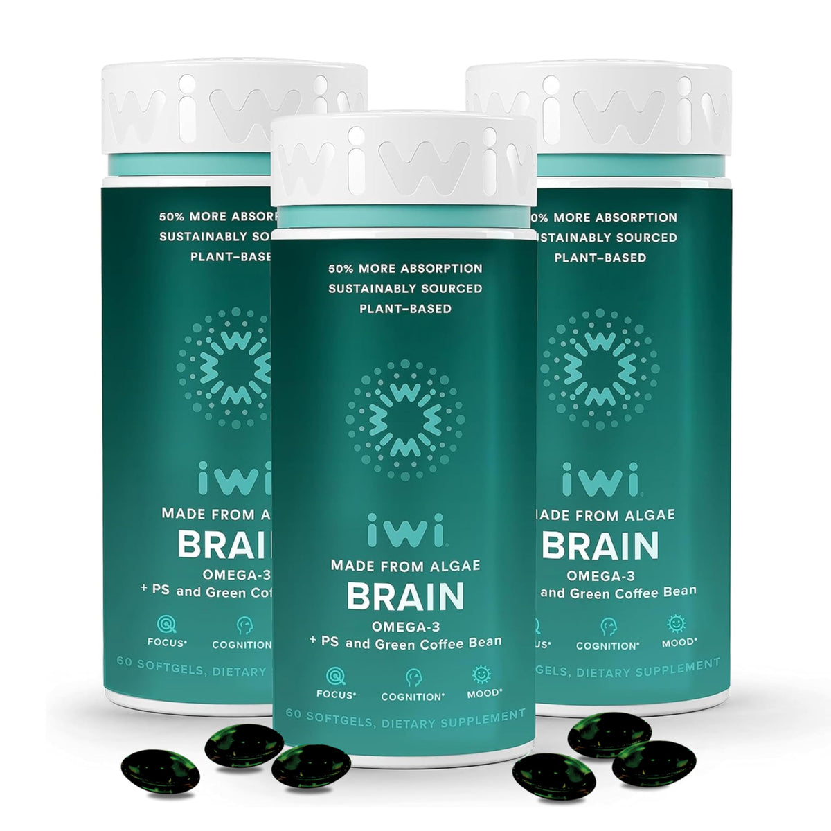 Iwi Life Brain - 60 Softgels I Nootropic Brain Supplements for Memory