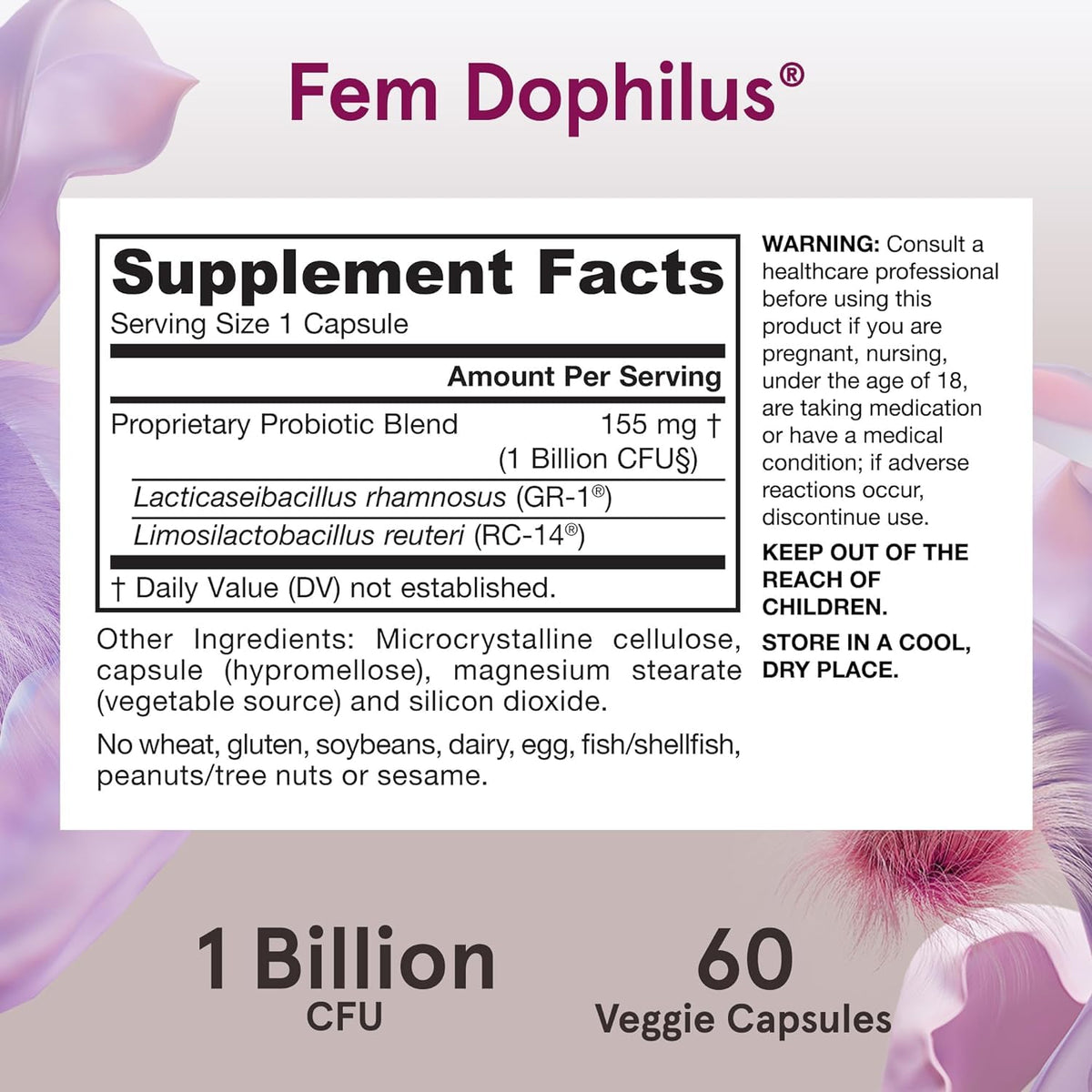 Jarrow Formulas Fem-Dophilus Probiotic - 1 Billion - 60 Capsules - image 6