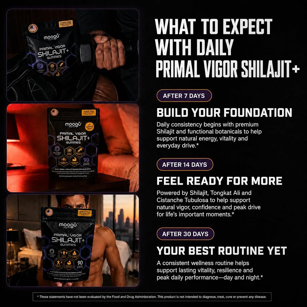 Moogǔ Organics Shilajit 6000mg Gummies Peak Male Performance - 90 Count - image 5