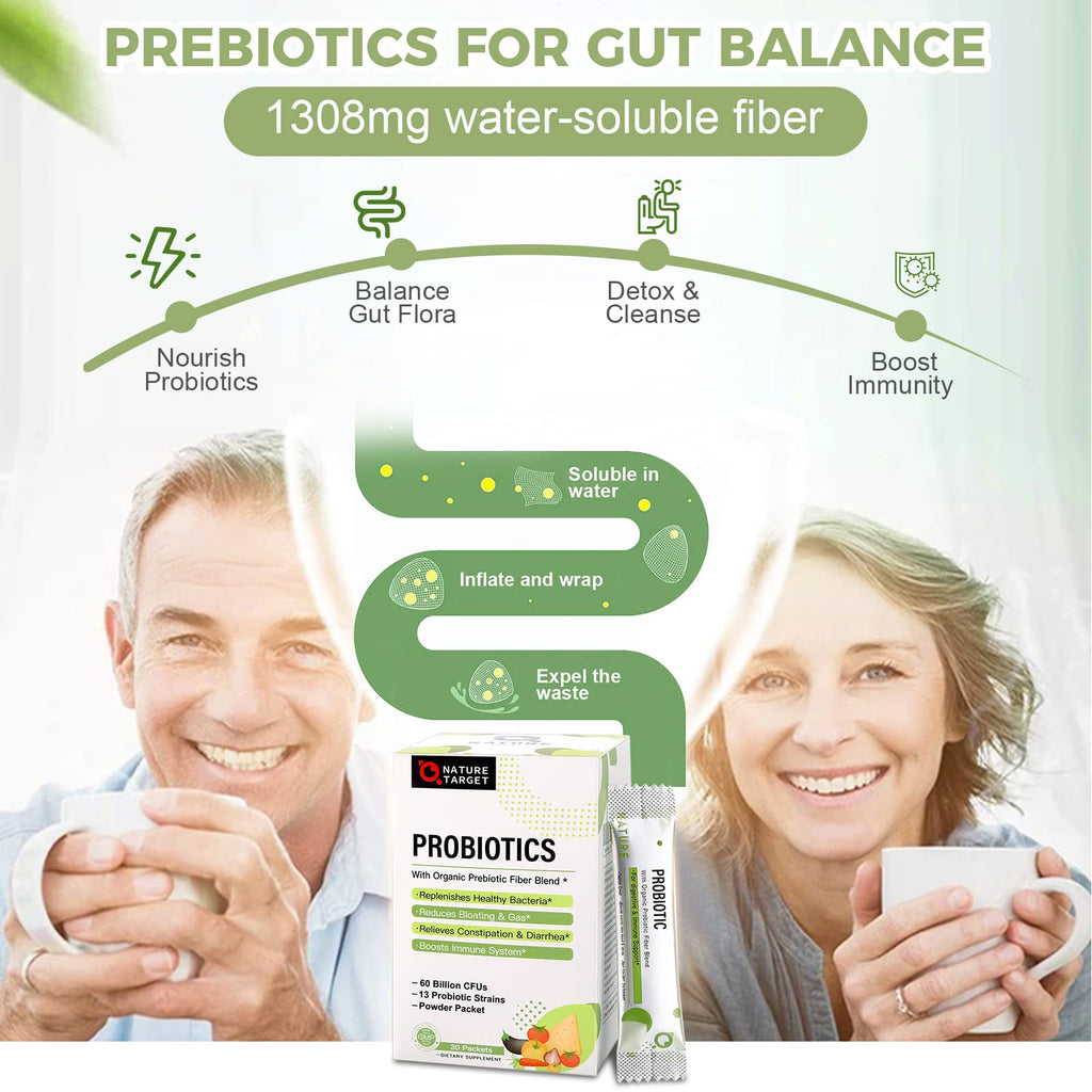 NATURE TARGET Probiotic Powder for Women & Kids, 60 Billion CFU - 30 Packets - image 3