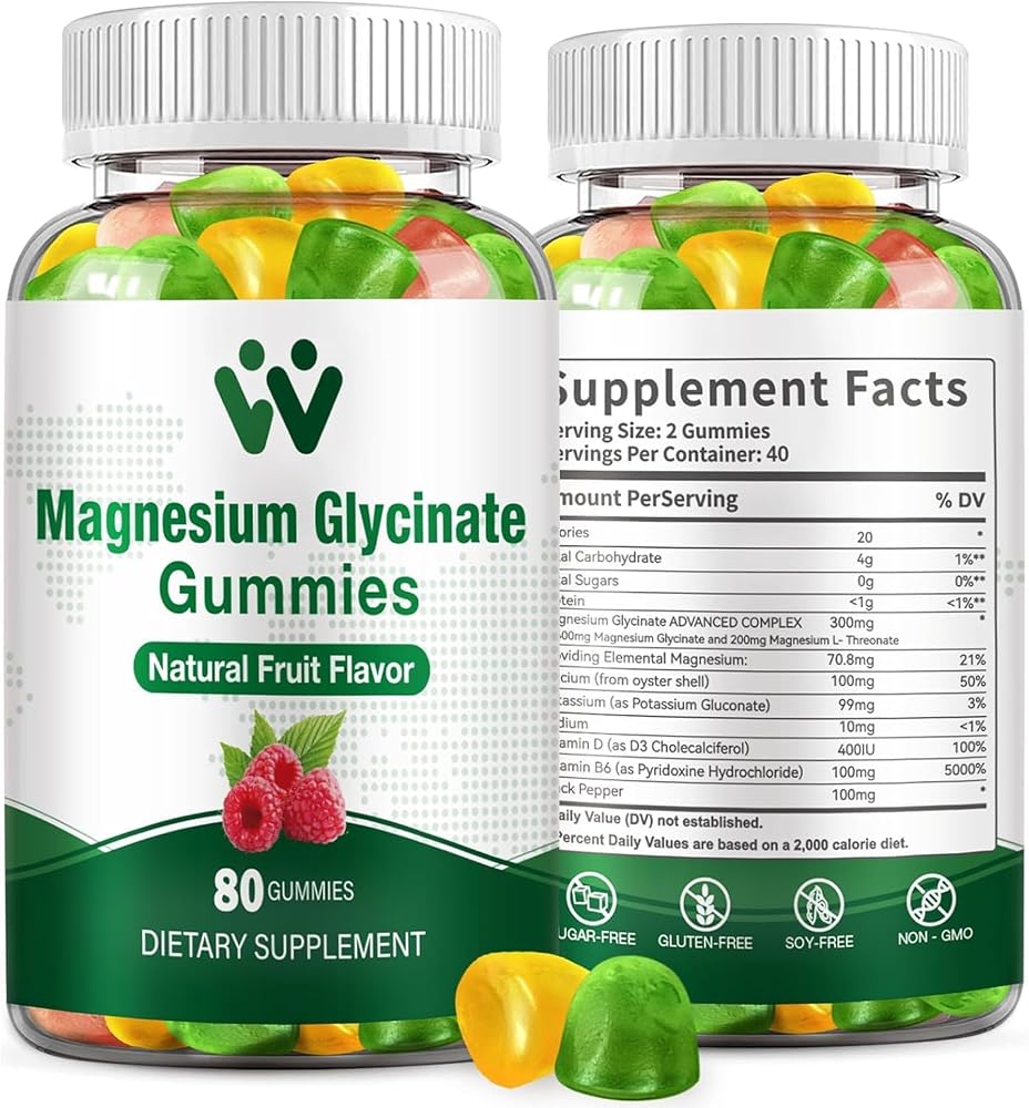 WACHRAY Magnesium Glycinate Gummies for Calm & Energy - 80 Gummies - image 2