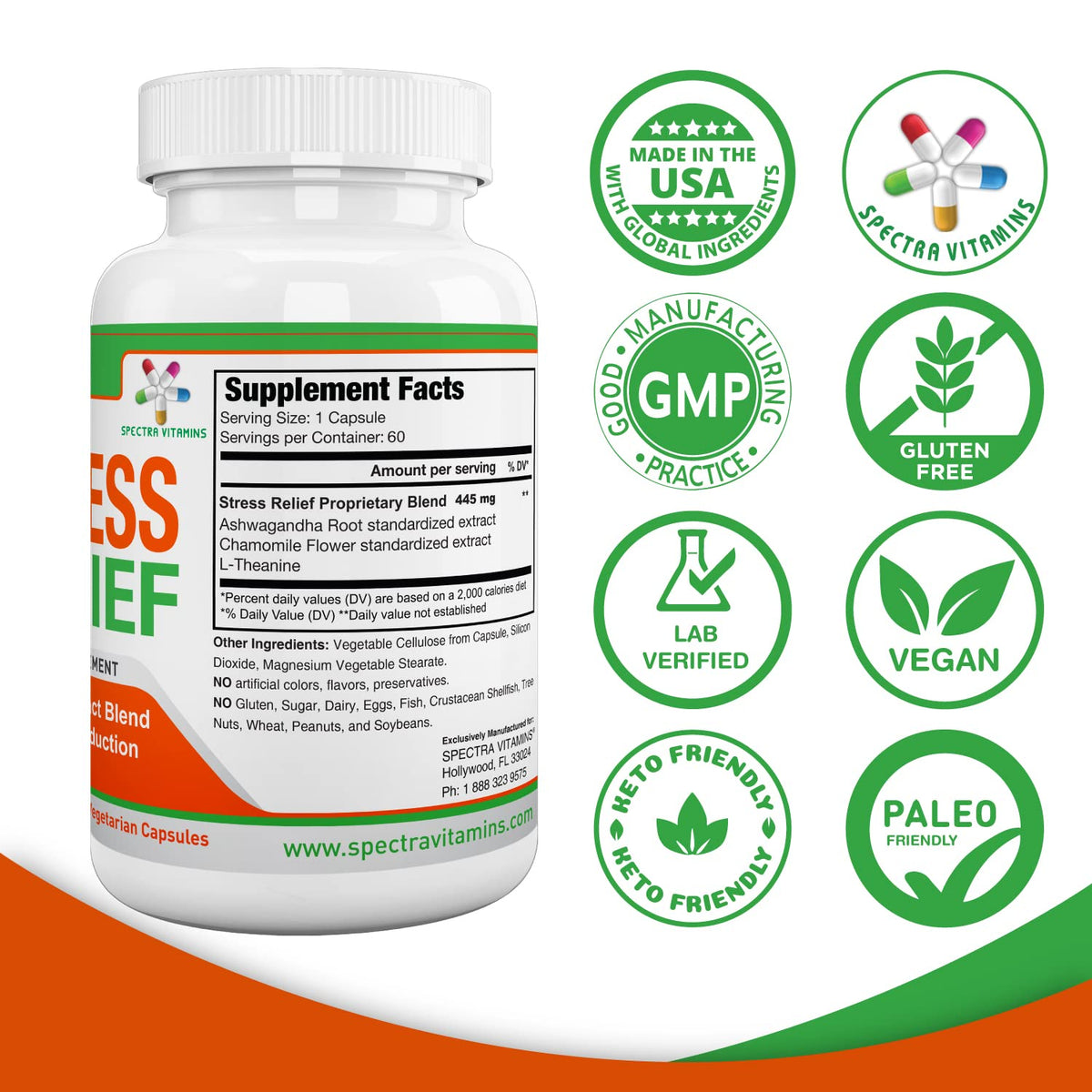 Spectra Vitamins Stress Relief for Adults with Ashwagandha - 60 Capsules - image 5
