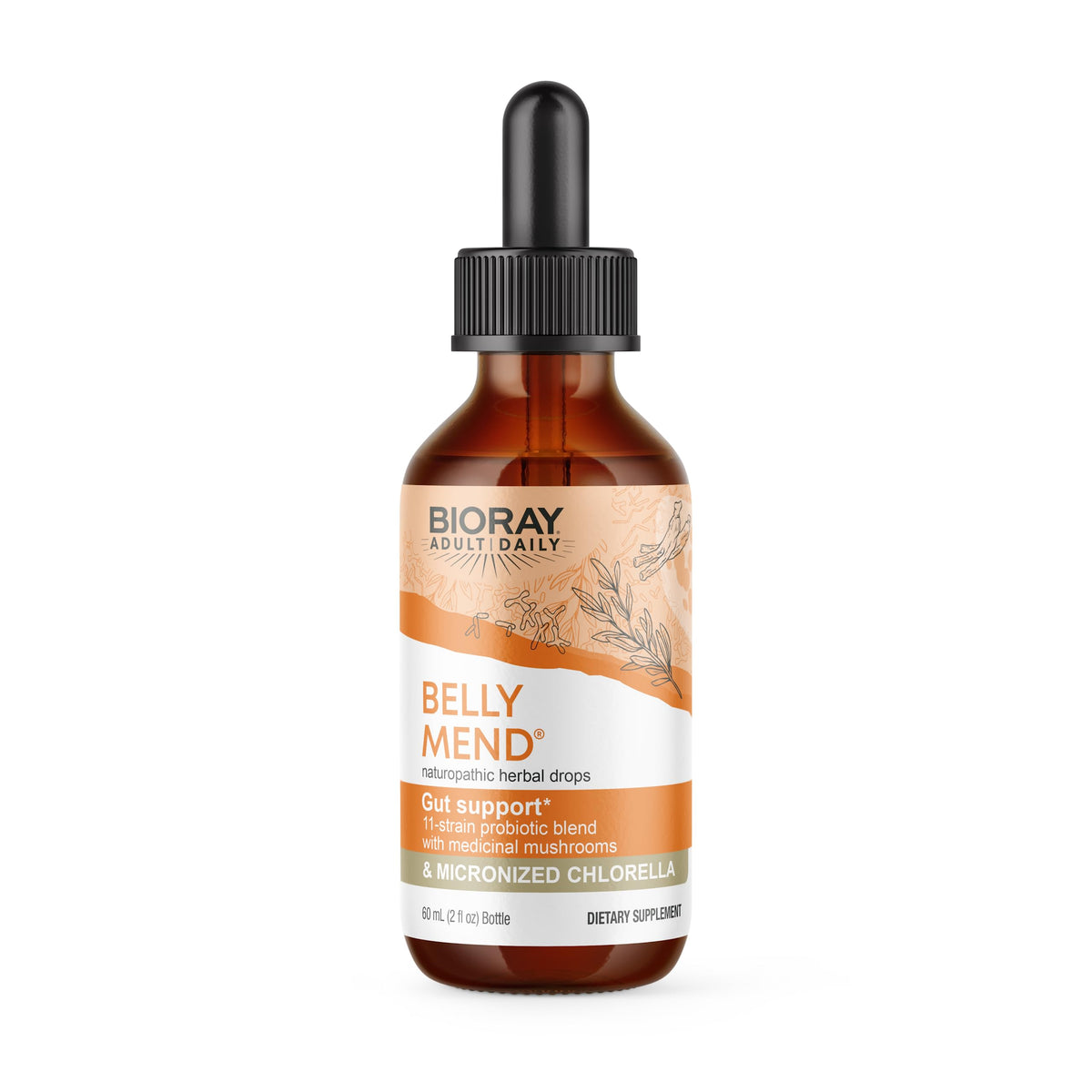 BIORAY Daily Belly Mend Probiotic Liquid for Gut Health - 2 fl oz