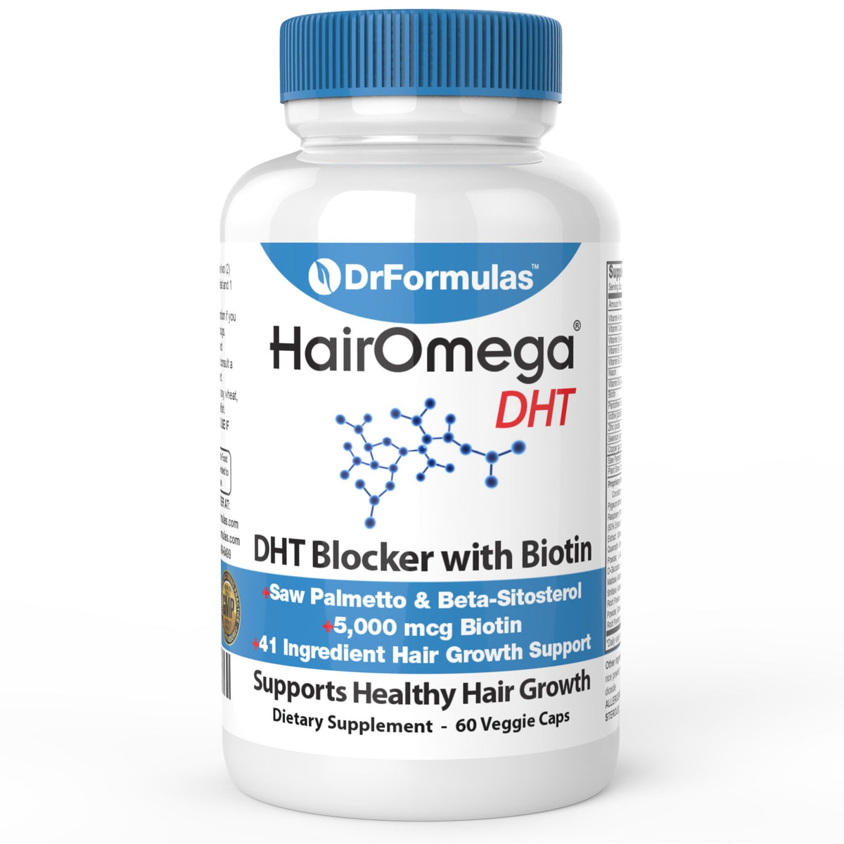 DrFormulas HairOmega DHT Blocker Biotin 5000 mcg - 60 Vegetarian Capsules