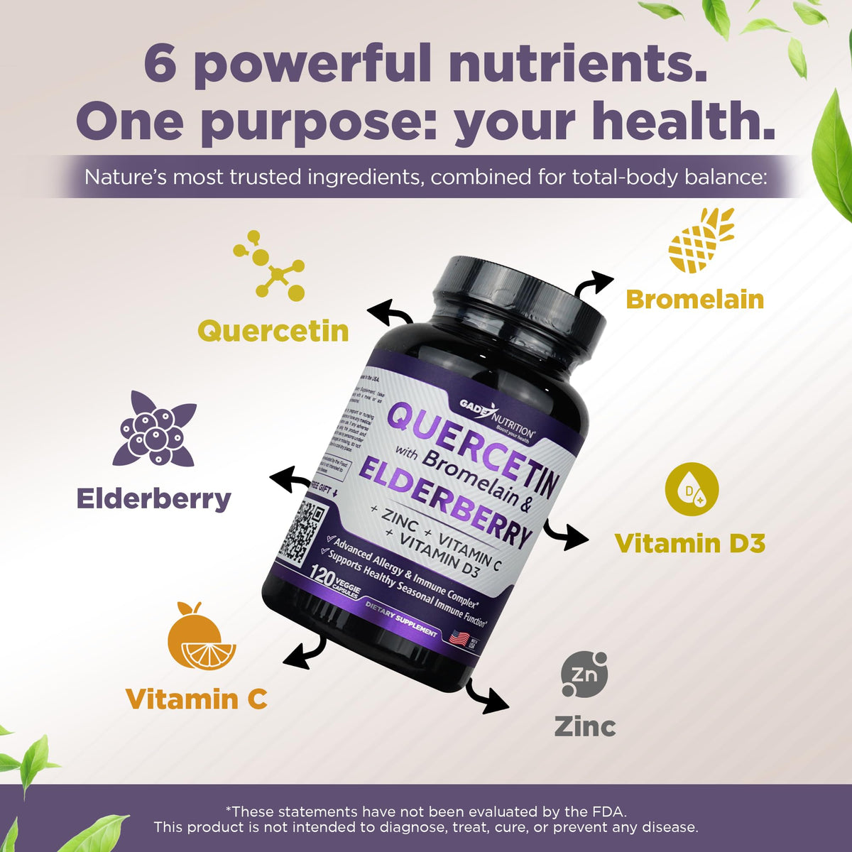 Gade Nutrition Quercetin with Bromelain & Elderberry