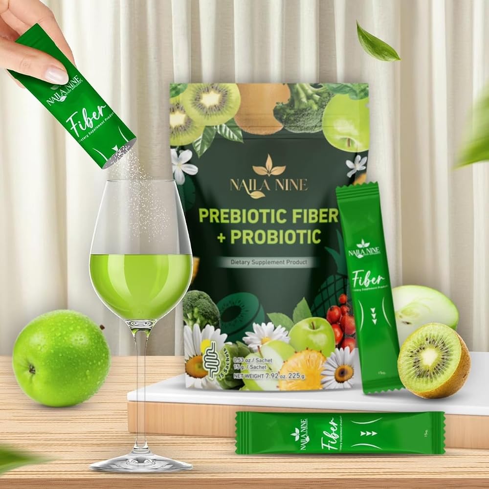 NAILA NINE Prebiotic Fiber Supplement Powder Apple Kiwi - 15 Sachets - image 3