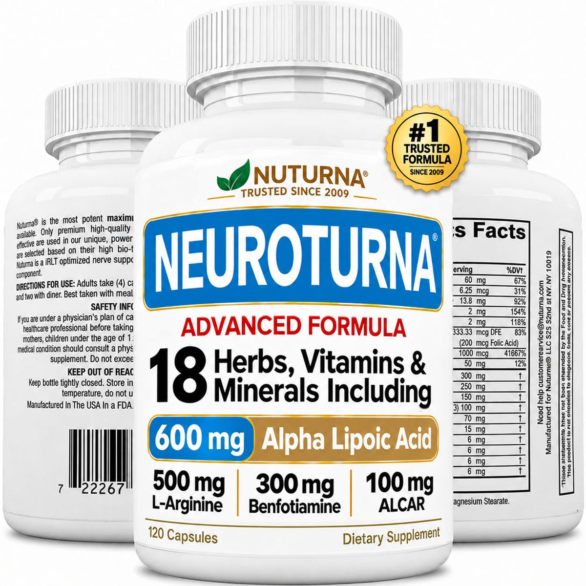 Nuturna Neuropathy Support Supplement with Alpha Lipoic Acid - 120 Capsules