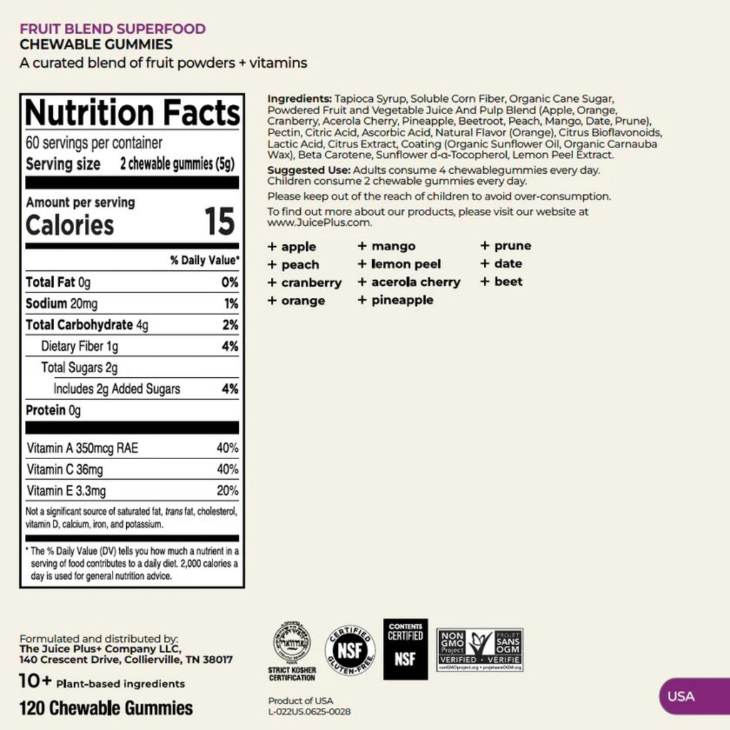 Juice Plus+ Fruit & Vegetable Blend Soft Chews - 240 Count - image 8