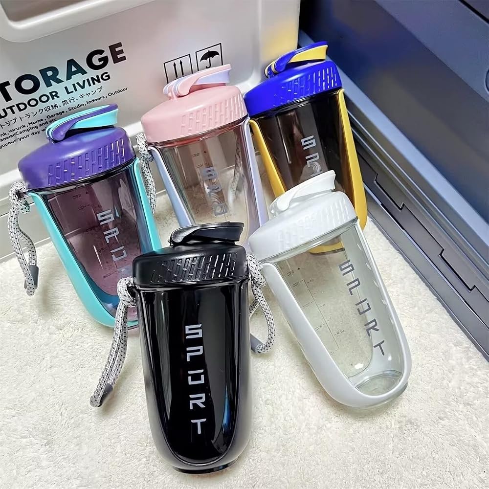 Ruehalf 600ML Blender Shaker Bottle With Whisk Ball BPA Free Plastic