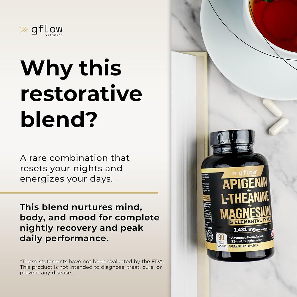 Gflow Vitamins Apigenin Sleep Support with Magnesium Glycinate - 90 Capsules - image 3