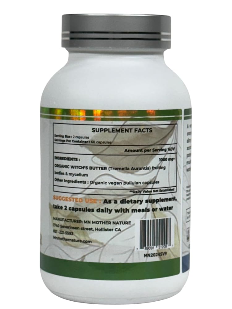 MN Mother Nature Witch's Butter Mushroom Supplement 1000mg - 120 Capsules - image 5