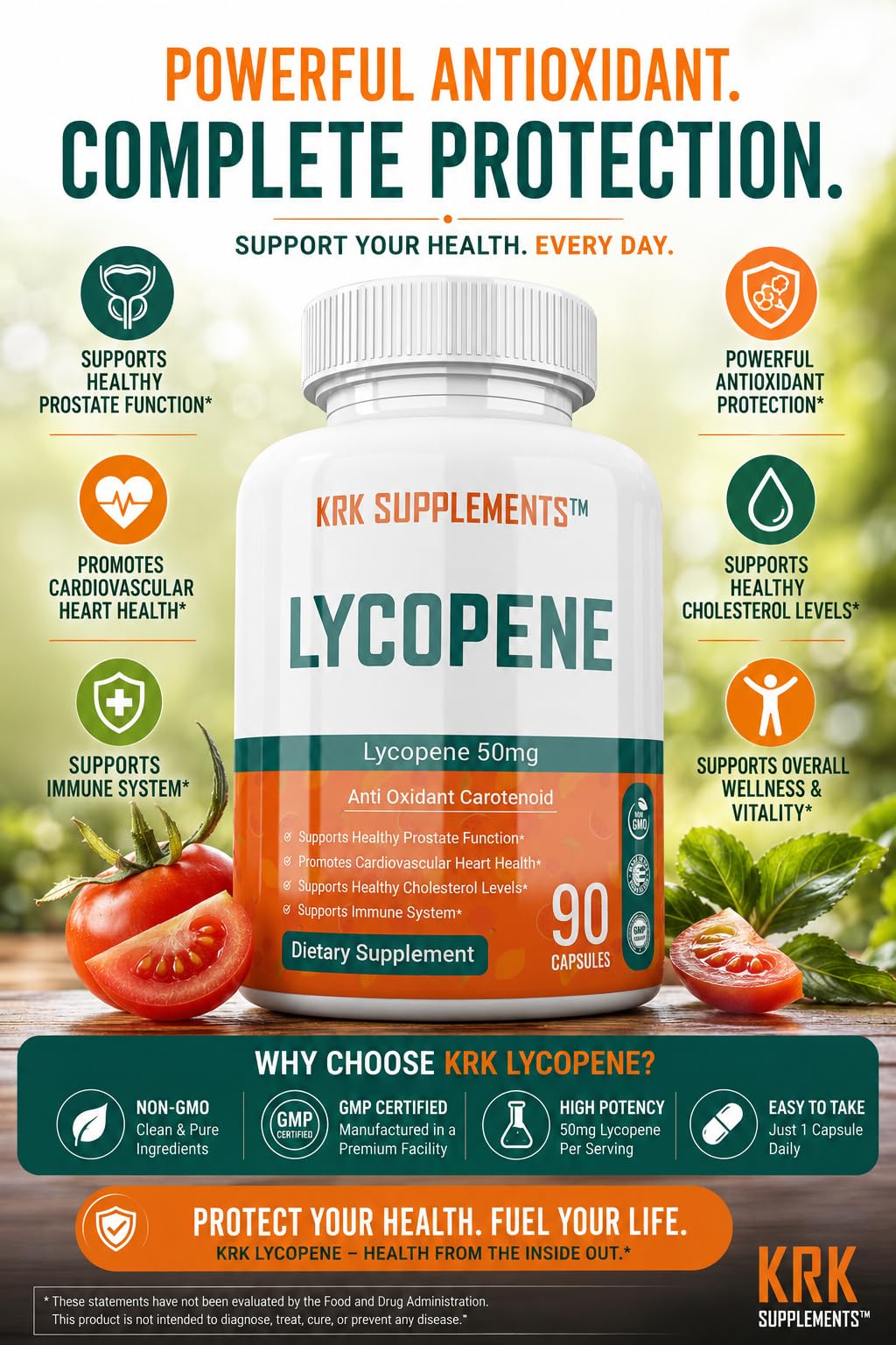 KRK SUPPLEMENTS Lycopene 50mg Antioxidant - 90 Capsules - image 3