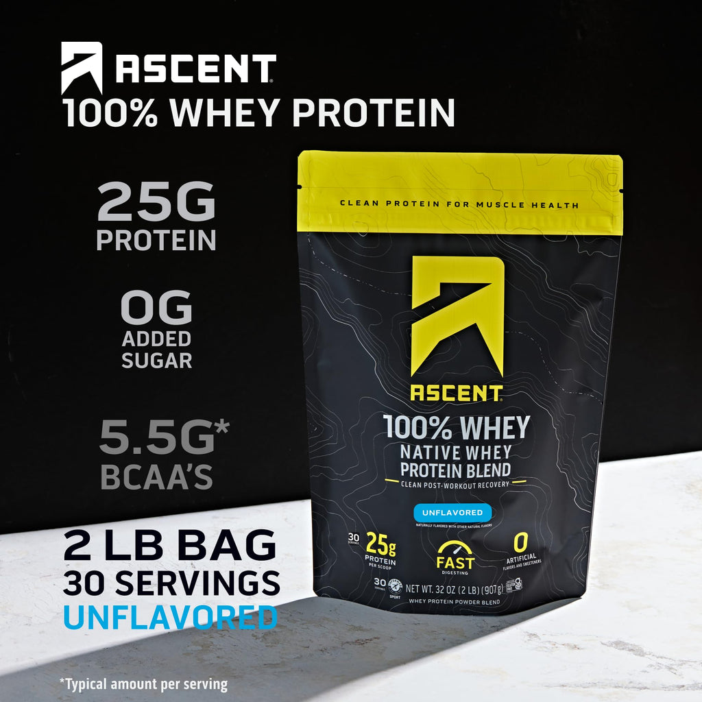 Ascent Whey Protein Powder - Post Workout Whey Protein Isolate