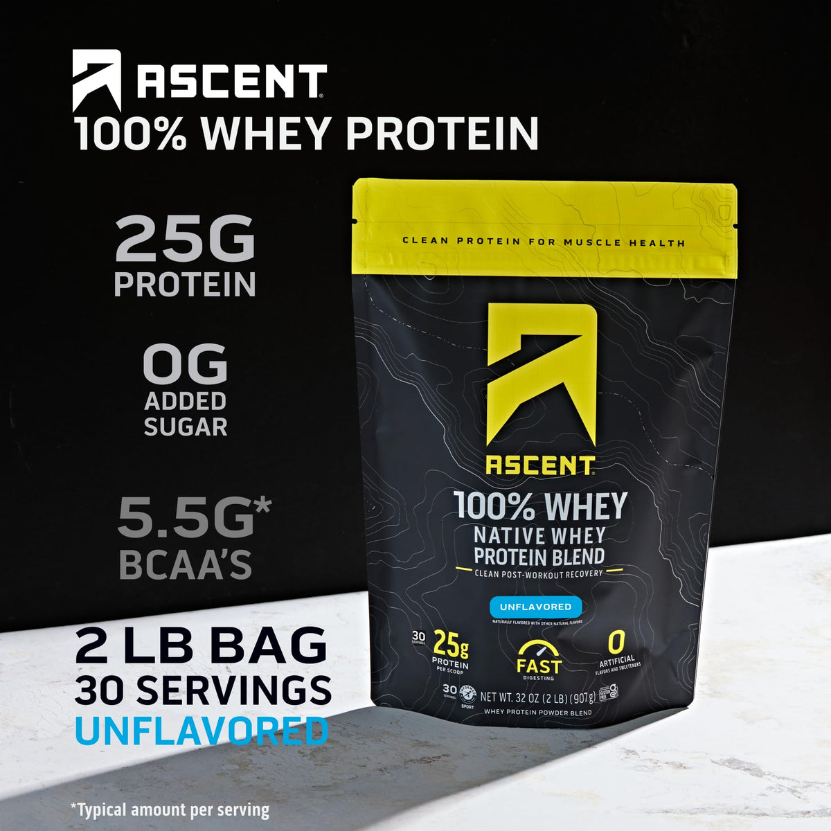Ascent Whey Protein Powder - Post Workout Whey Protein Isolate