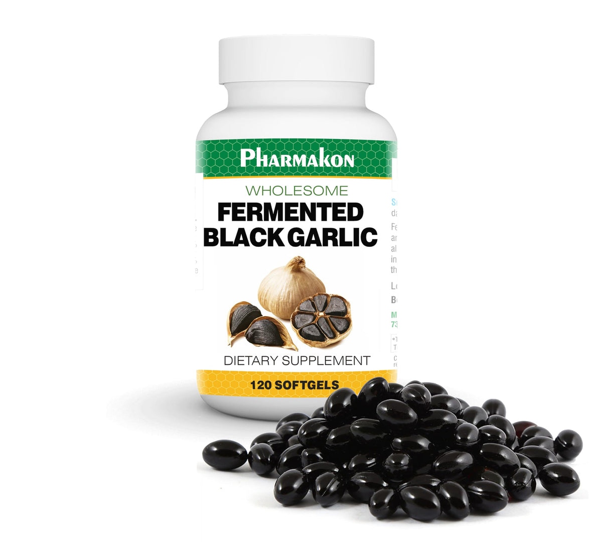 PHARMAKON Organic Aged Black Garlic Softgels - 120 Softgels