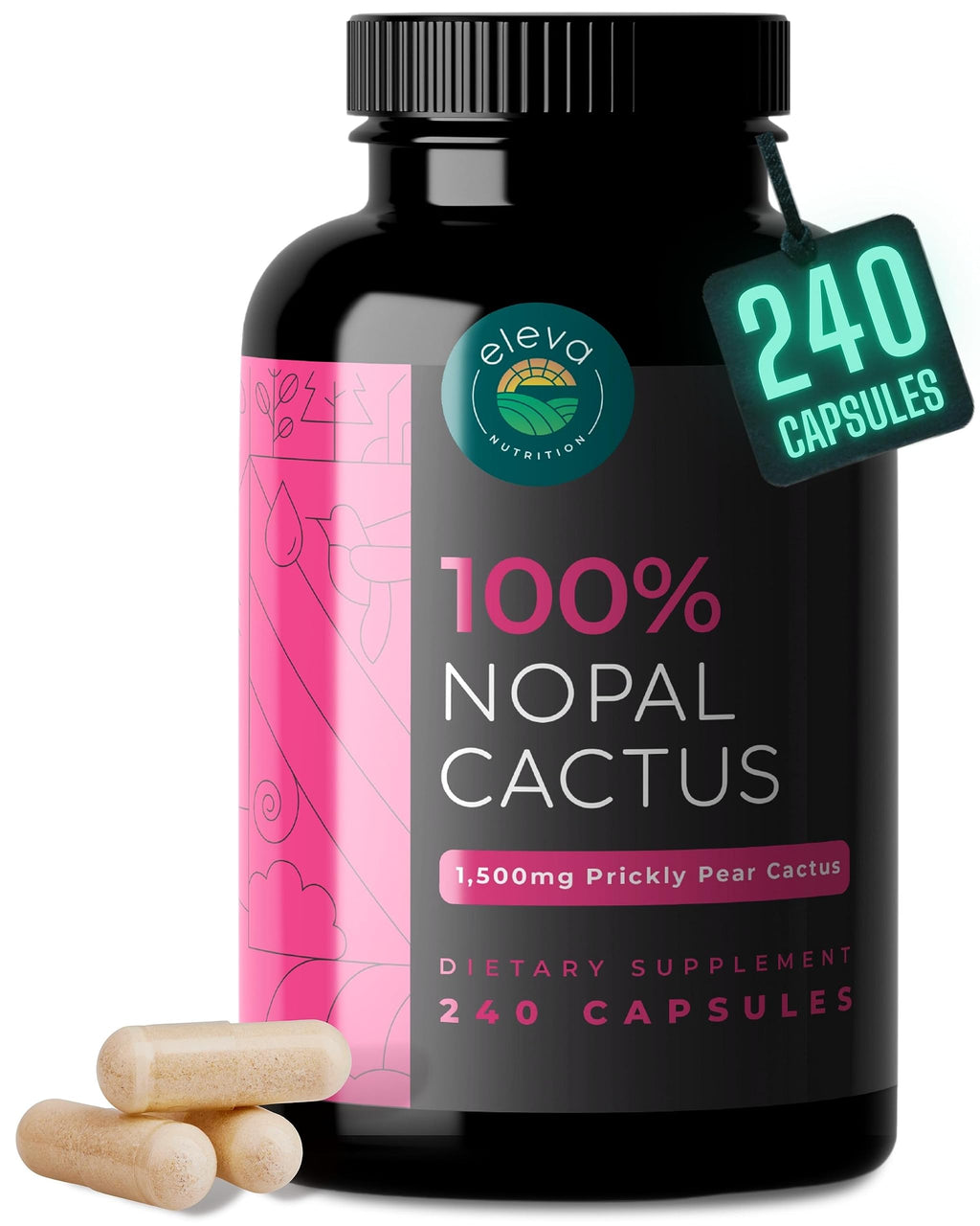 Eleva Nutrition Nopal Cactus Capsules 1500mg - 240 Capsules