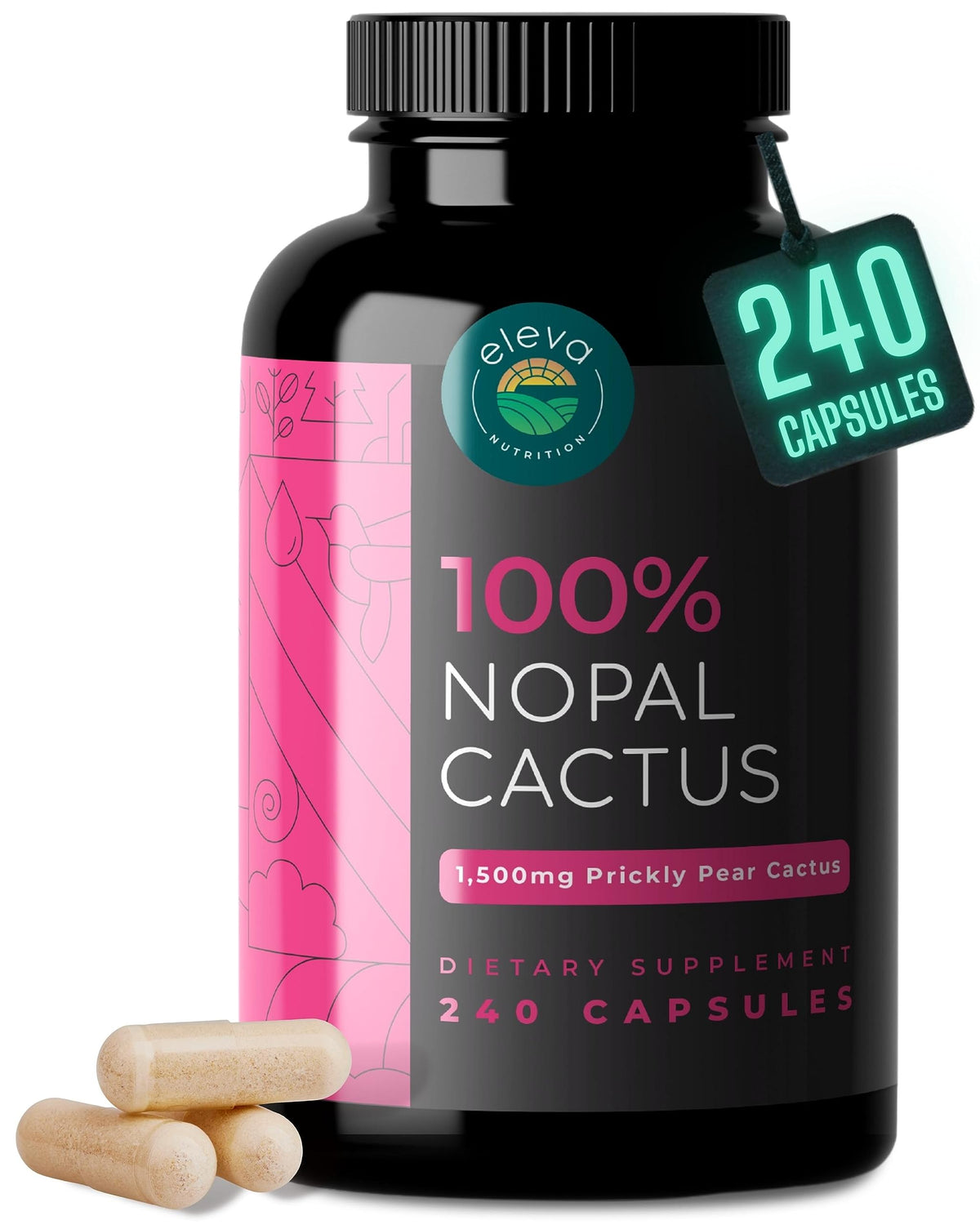 Eleva Nutrition Nopal Cactus Capsules 1500mg - 240 Capsules