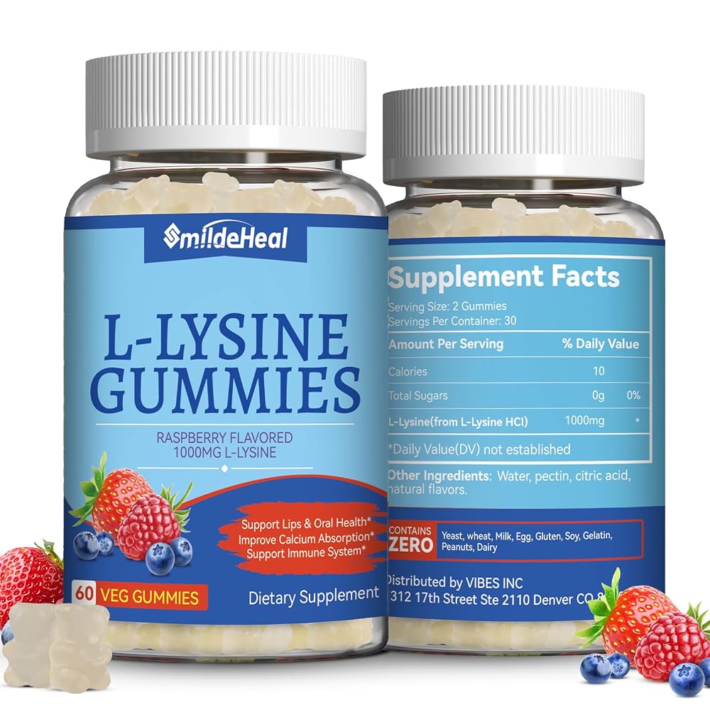 SmildeHeal L-Lysine 1000mg Gummies - 120 Count