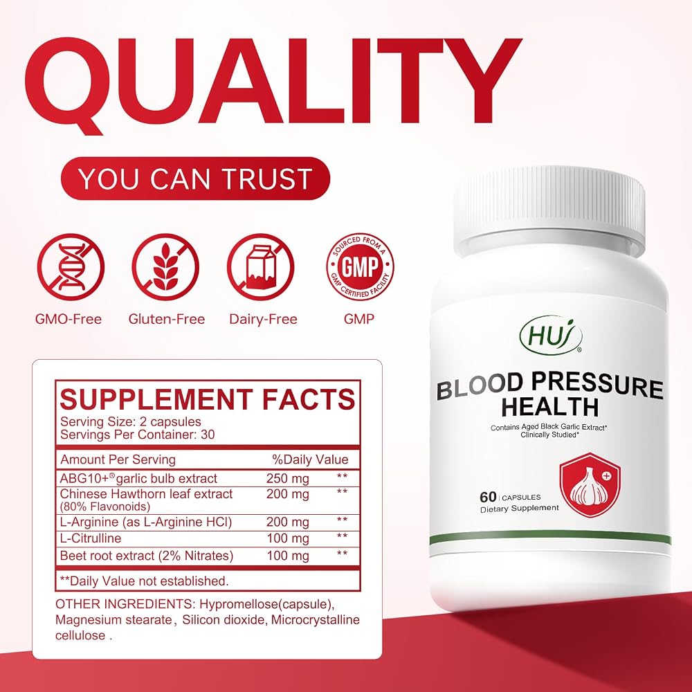 HUJ Blood Pressure Health Supplement Plant-Based - 60 Capsules - image 6