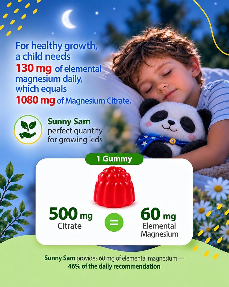 SUNNY SAM Sugar-Free Magnesium Gummies for Kids & Teens