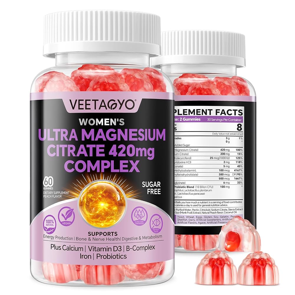 VEETAGYO Magnesium Citrate Gummies 420mg - 60 Gummies